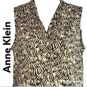 Anne Klein black gray sleeveless blouse size Small
